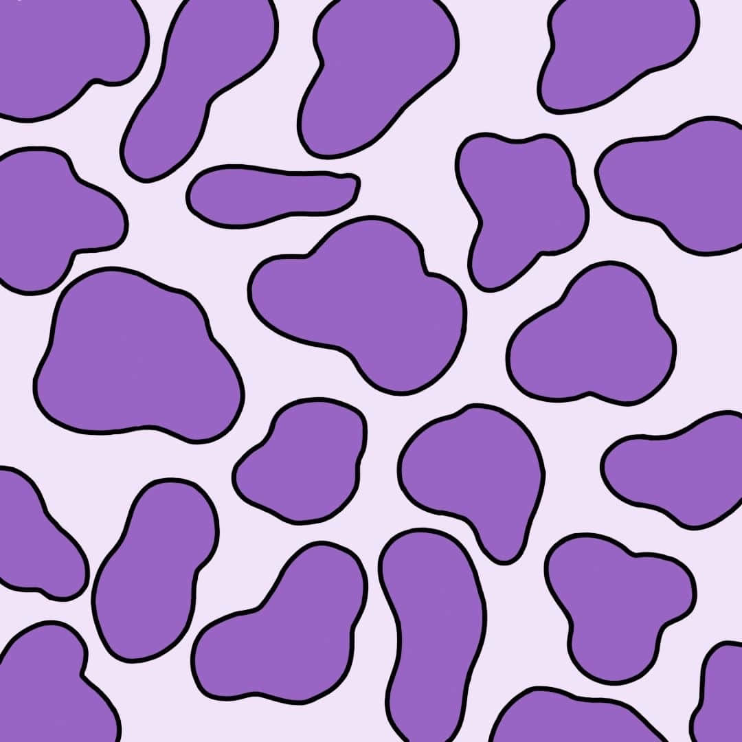 purple cow print pattern, amoeba-like shapes, black outlines, SD Desktop Wallpaper