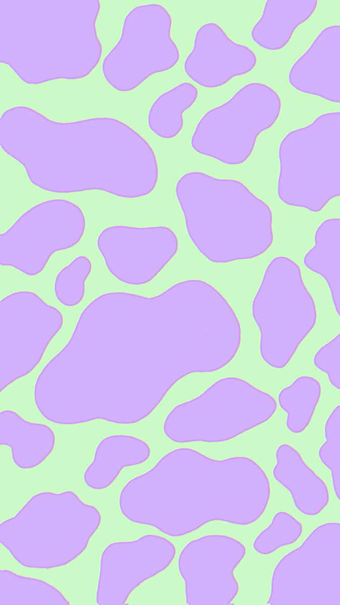pastel green, purple cow print, mint green background, SD Phone Wallpaper