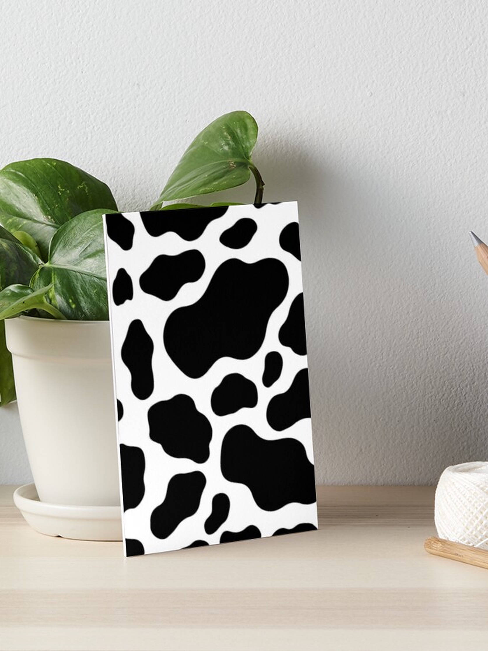 cow print, black and white, white wall, Full HD Phone Wallpaper