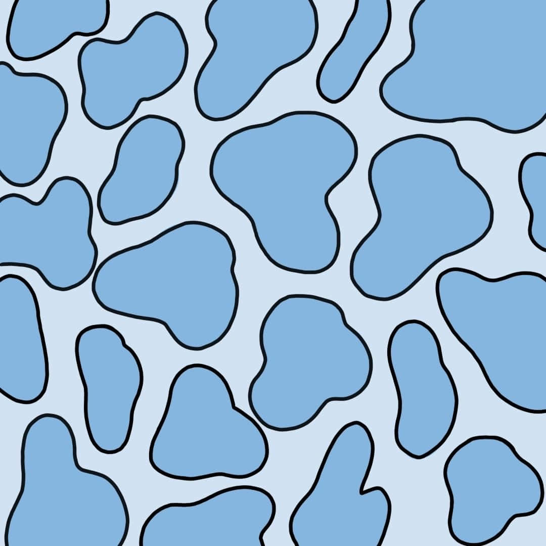 pastel blue aesthetic, cow print, irregular blue shapes, SD Desktop Wallpaper
