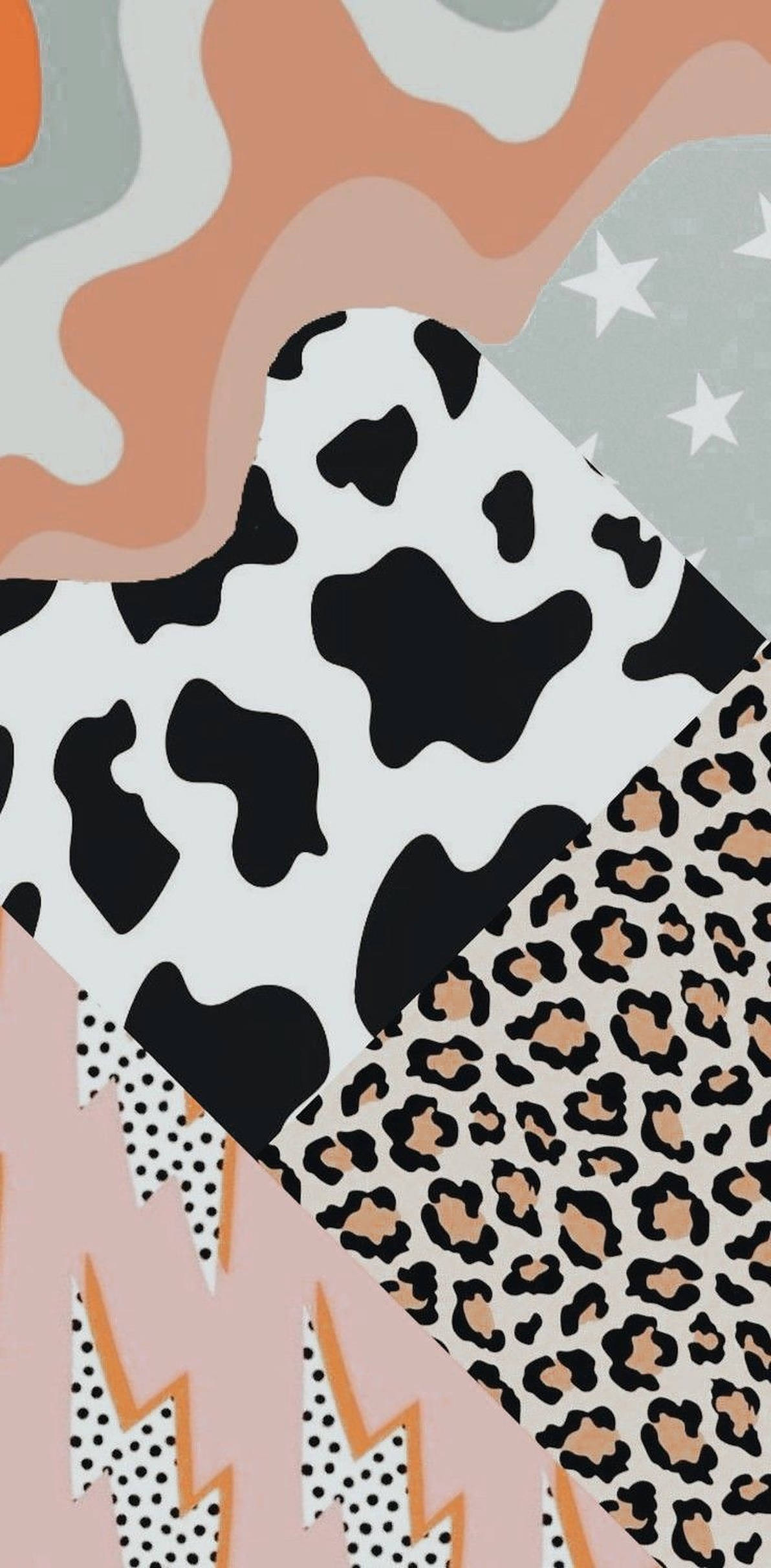 cow print, leopard print, stars, Full HD Phone Wallpaper