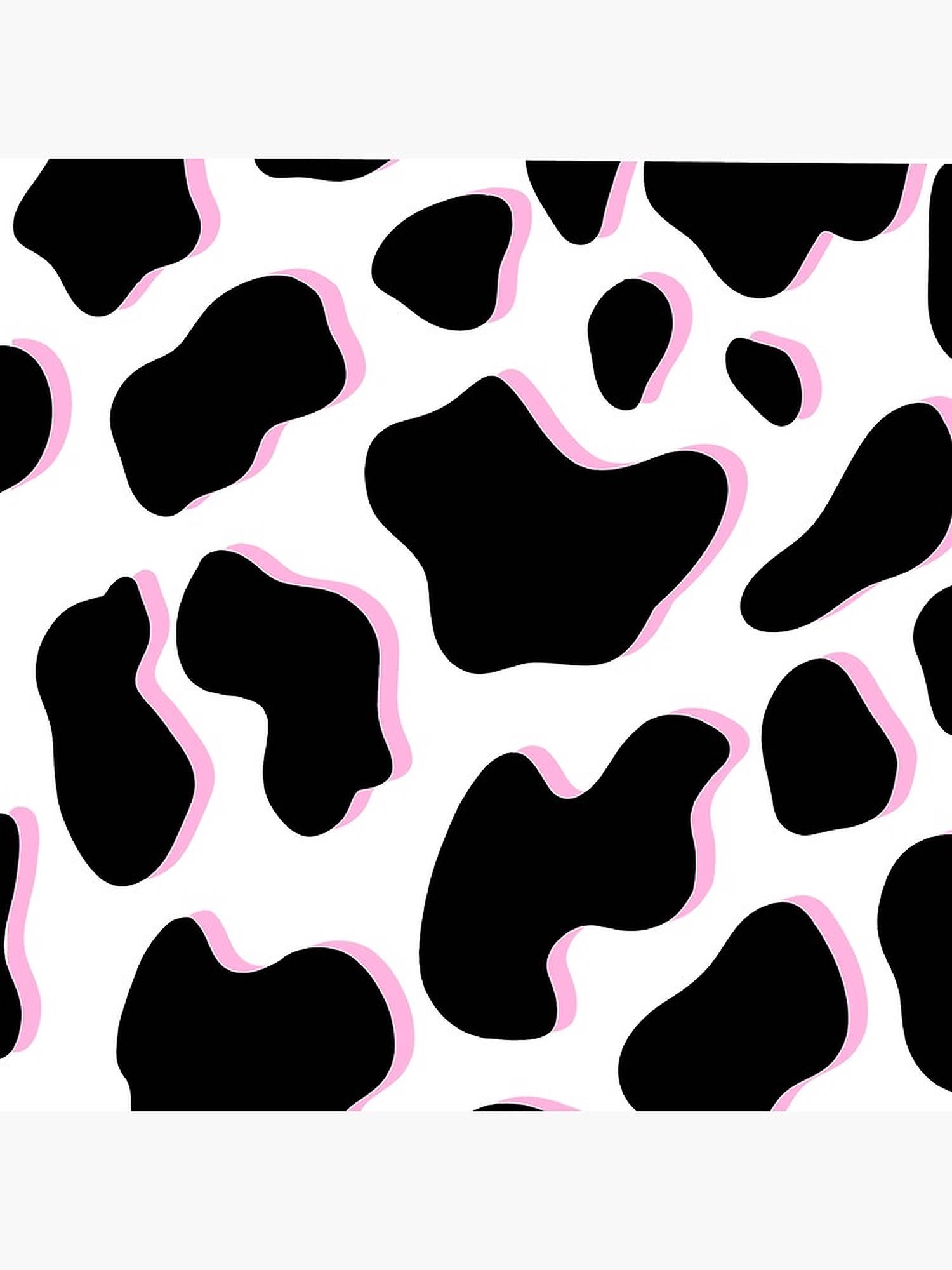 cow print, pink shadow, black organic shapes, Full HD Phone Wallpaper