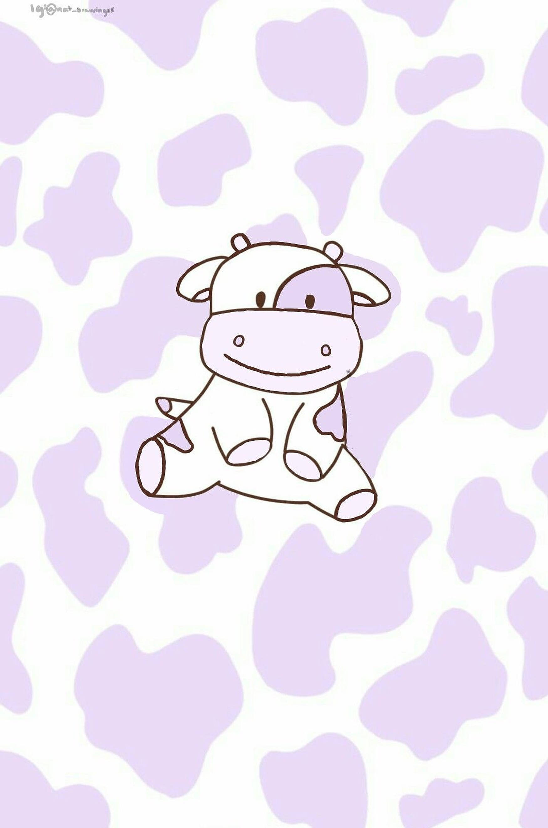 cute purple cow print, cartoon cow, smiling face, 2K Phone Wallpaper
