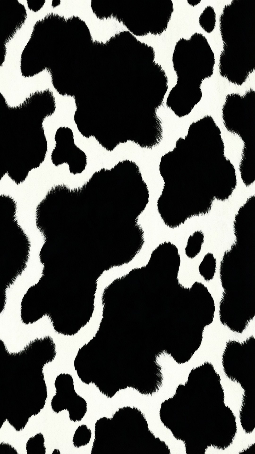 classic black white spots, black and white cow print pattern, textured fur-like edges, Full HD Phone Wallpaper