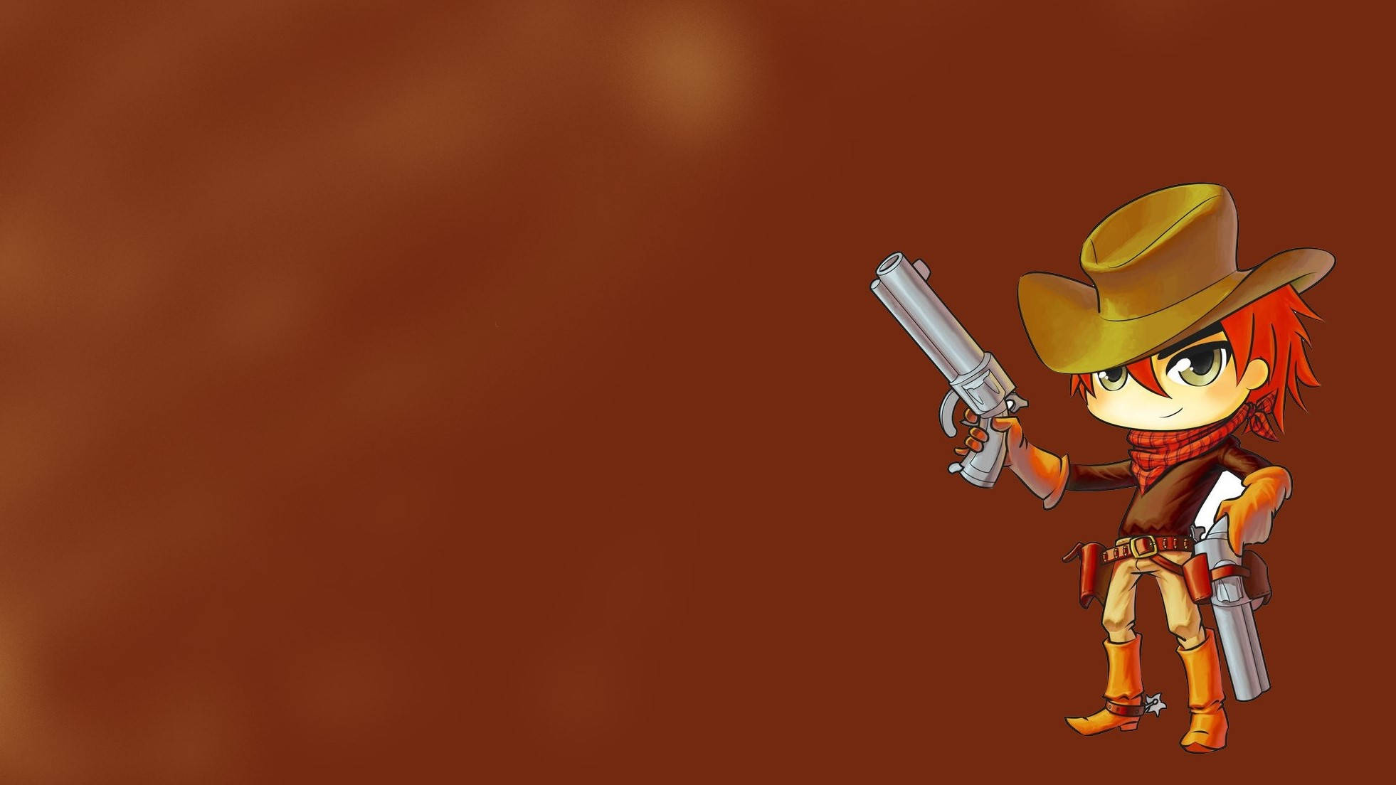 cowboy anime art, chibi anime cowboy, red hair, Full HD Desktop Wallpaper