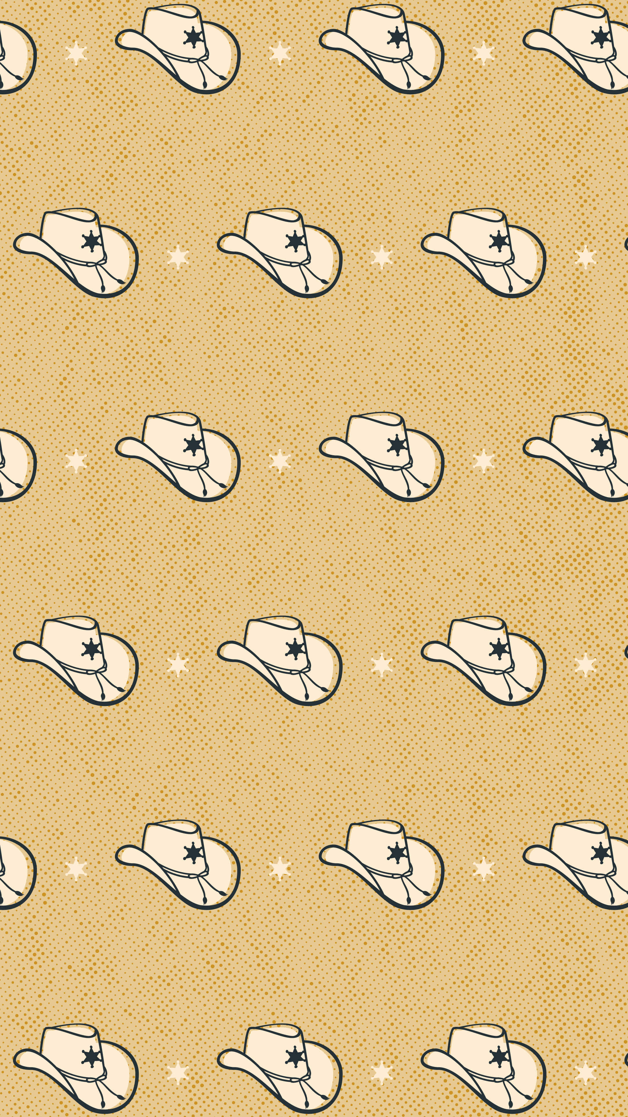 cowboy hats, black stars, textured tan background, 4K Phone Wallpaper