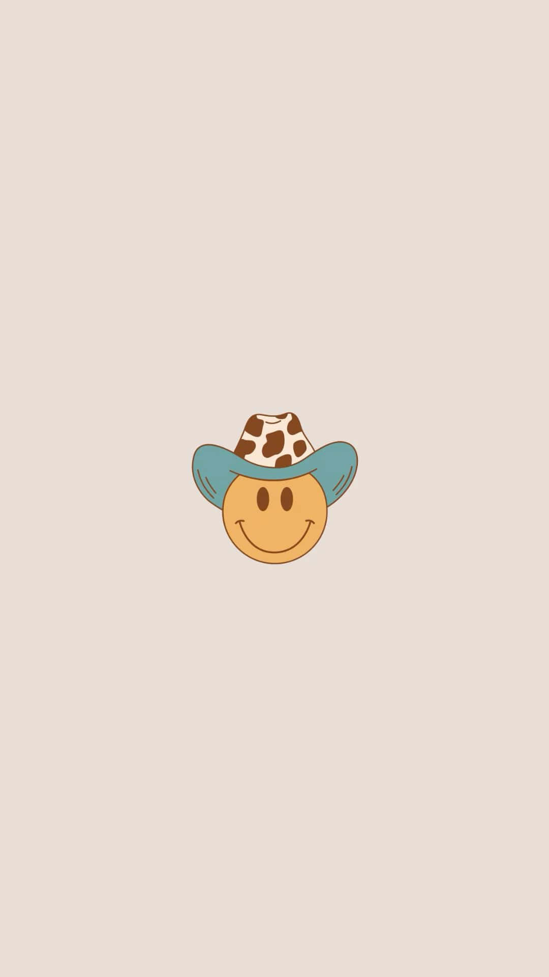 cowboy hat, smiley face, blue, Full HD Phone Wallpaper