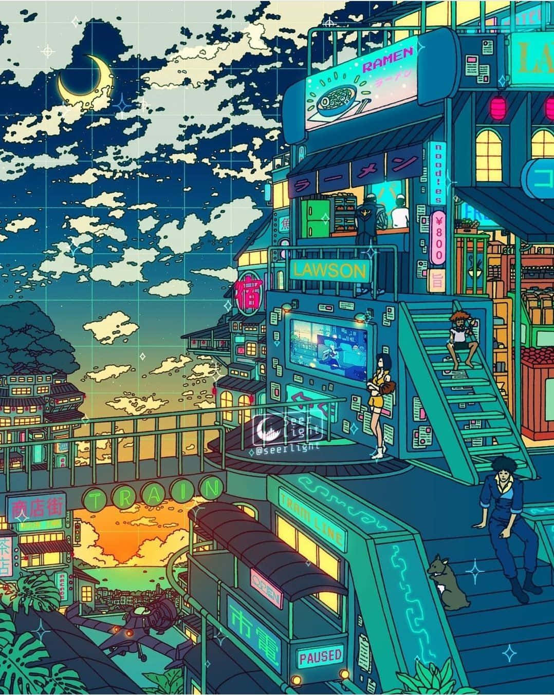 Cyberpunk Cityscape, dusk, neon-drenched, HD Phone Wallpaper