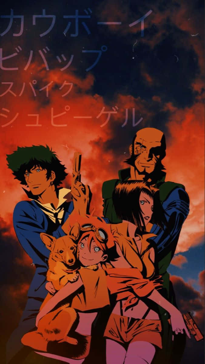 Cowboy Bebop, Team Sunset, fiery orange sky, SD Phone Wallpaper