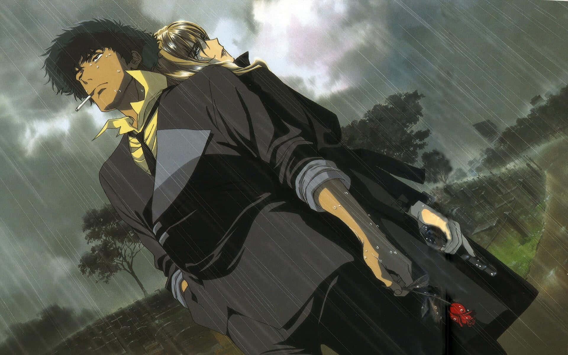 Cowboy Bebop Aesthetic, rainy duel, downpour, Full HD Desktop Wallpaper