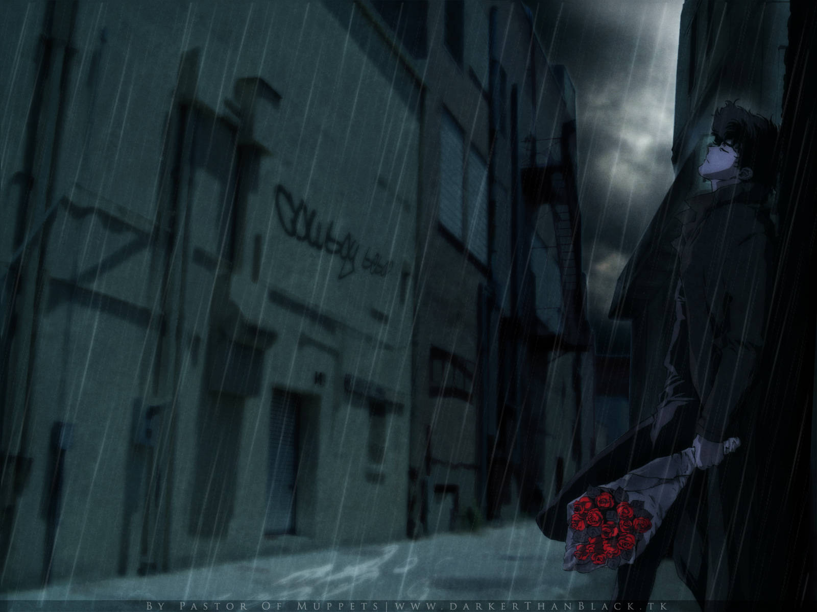 Cowboy Bebop, lonely cowboy, rain-slicked alley, HD Desktop Wallpaper