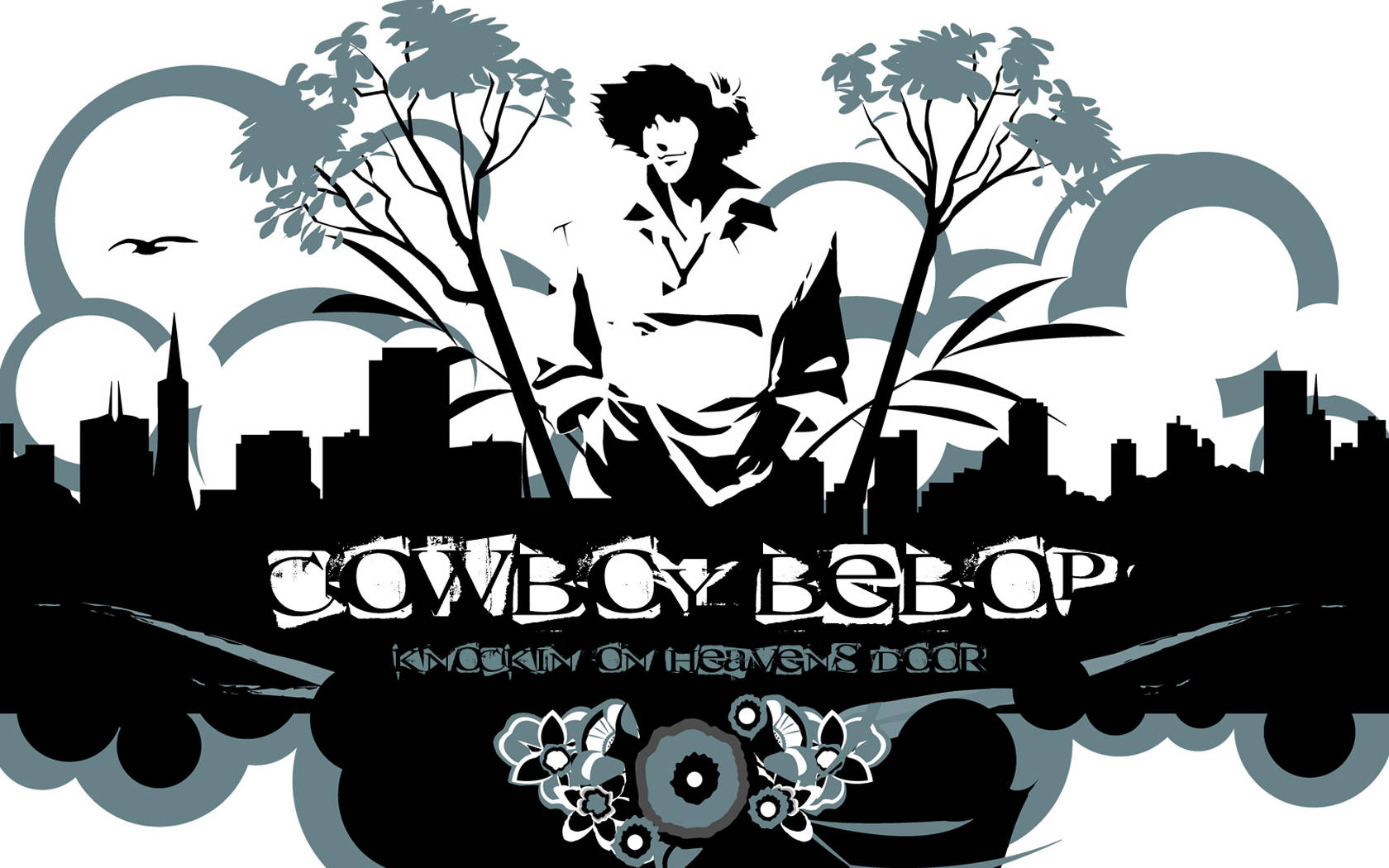 Cowboy Bebop, anime character, city skyline, HD Desktop Wallpaper