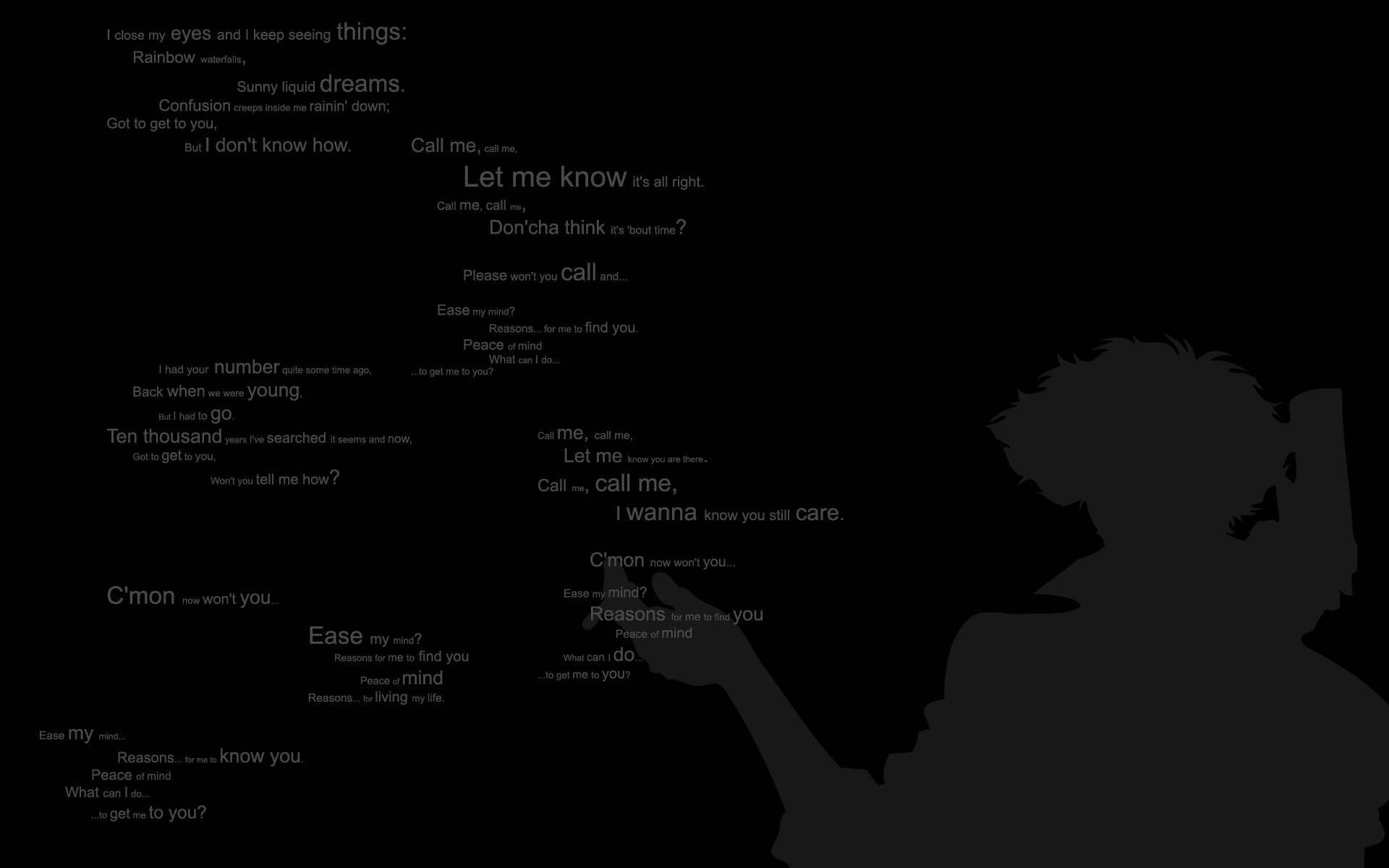 Cowboy Bebop, lyrics, black background, Full HD Desktop Wallpaper