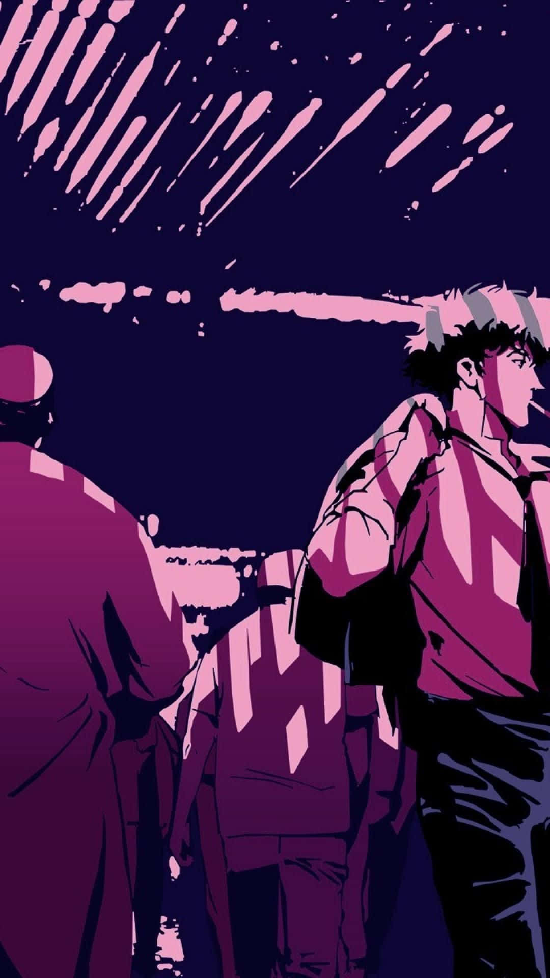 Cowboy Bebop, iPhone, stormy pink and purple sky, Full HD Phone Wallpaper