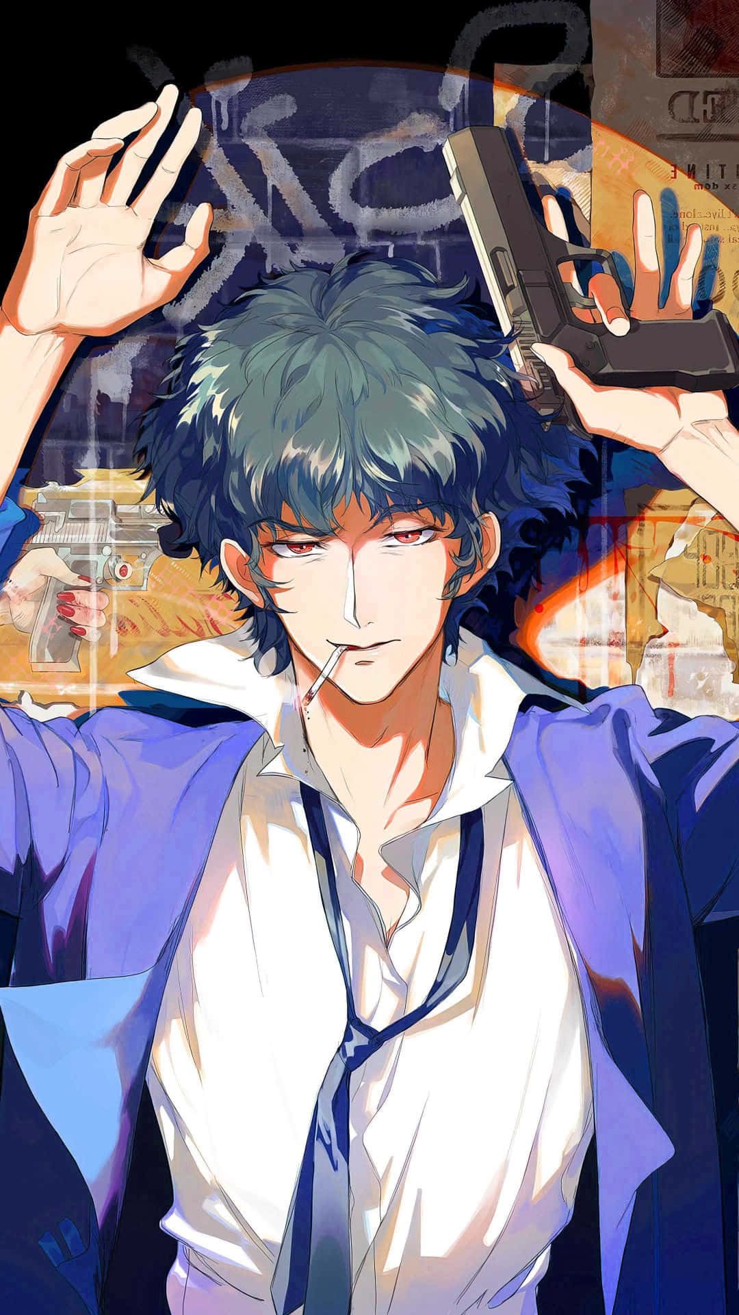 Cowboy Bebop, iPhone, messy blue hair, Full HD Phone Wallpaper