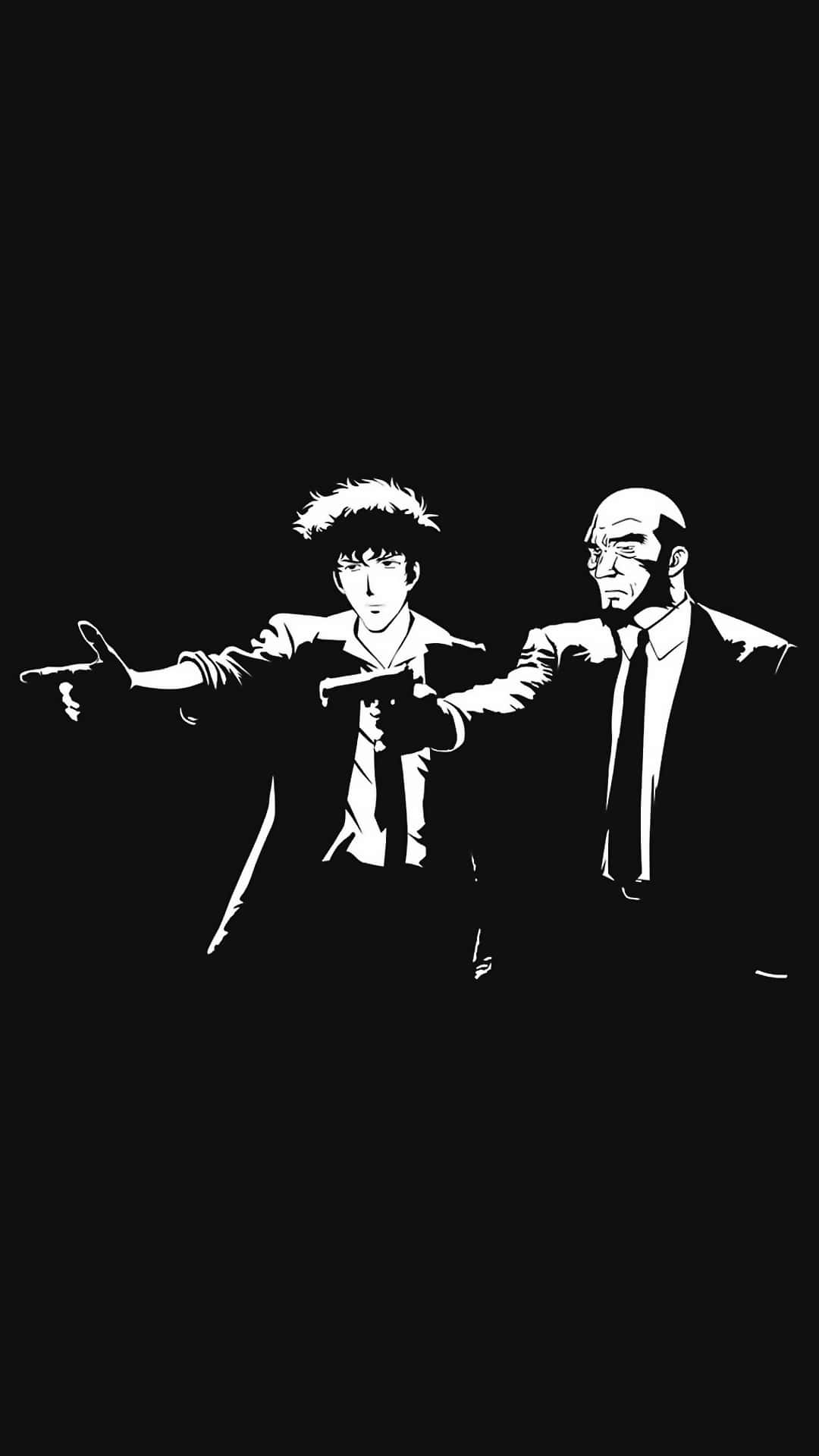 Cowboy Bebop, iPhone, black and white silhouettes, Full HD Phone Wallpaper