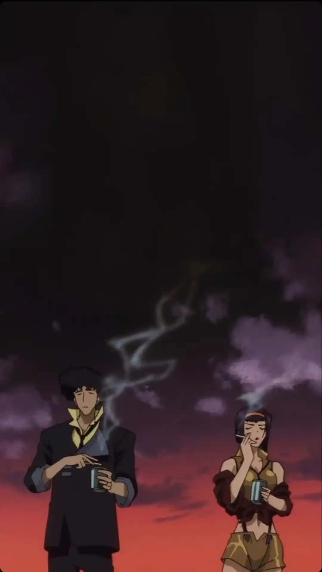 Cowboy Bebop, iPhone, fiery sunset sky, Full HD Phone Wallpaper