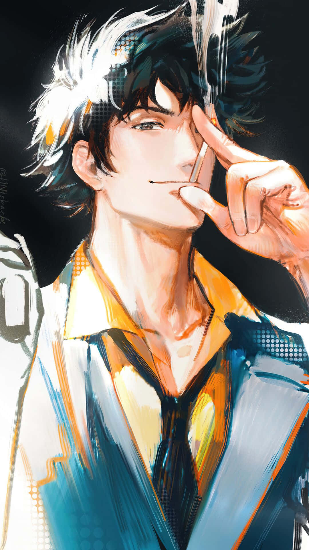 Cowboy Bebop, iPhone, spiky black and white hair, Full HD Phone Wallpaper
