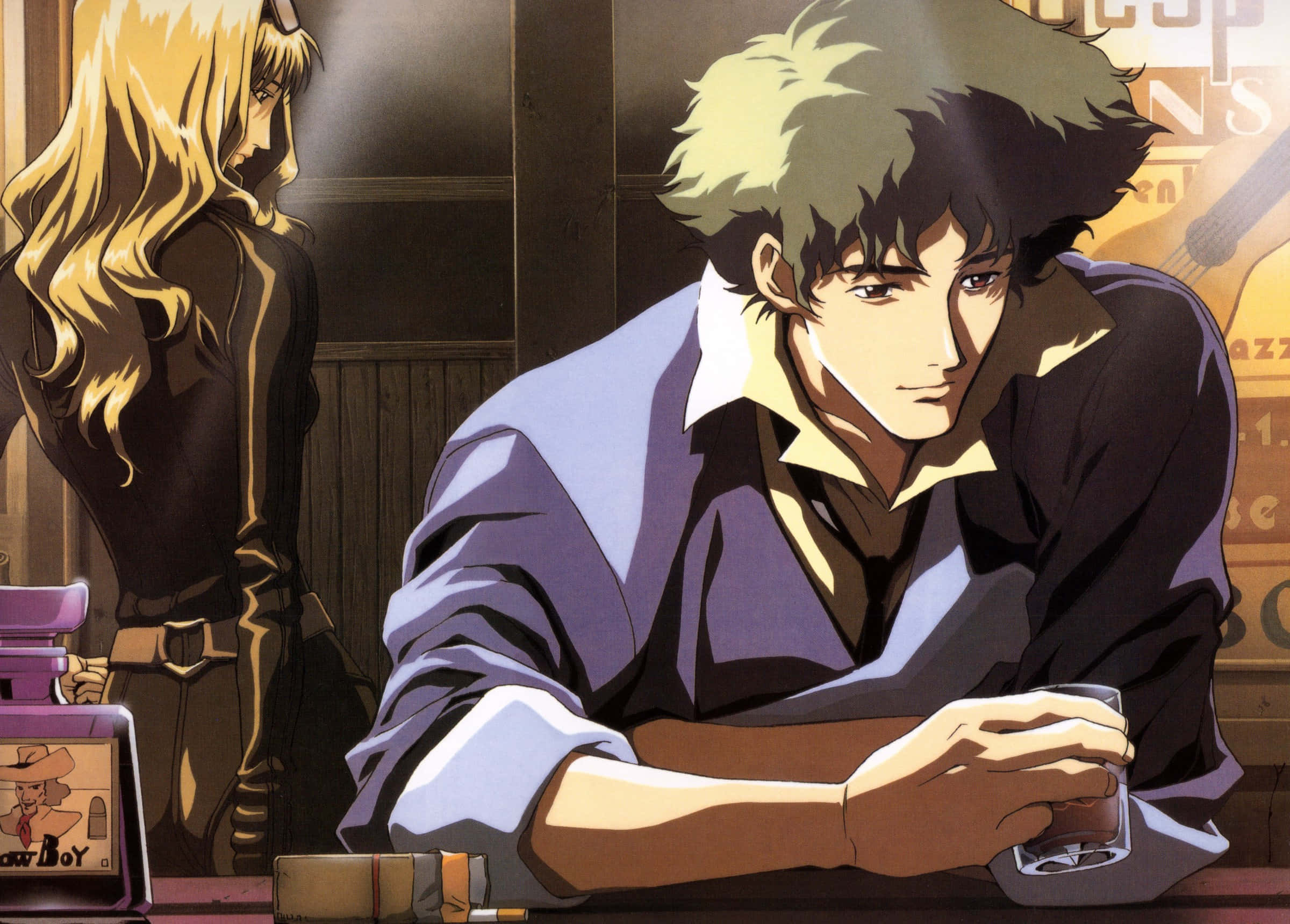 Cowboy Bebop Julia, spiky hair, bar counter, Full HD Desktop Wallpaper