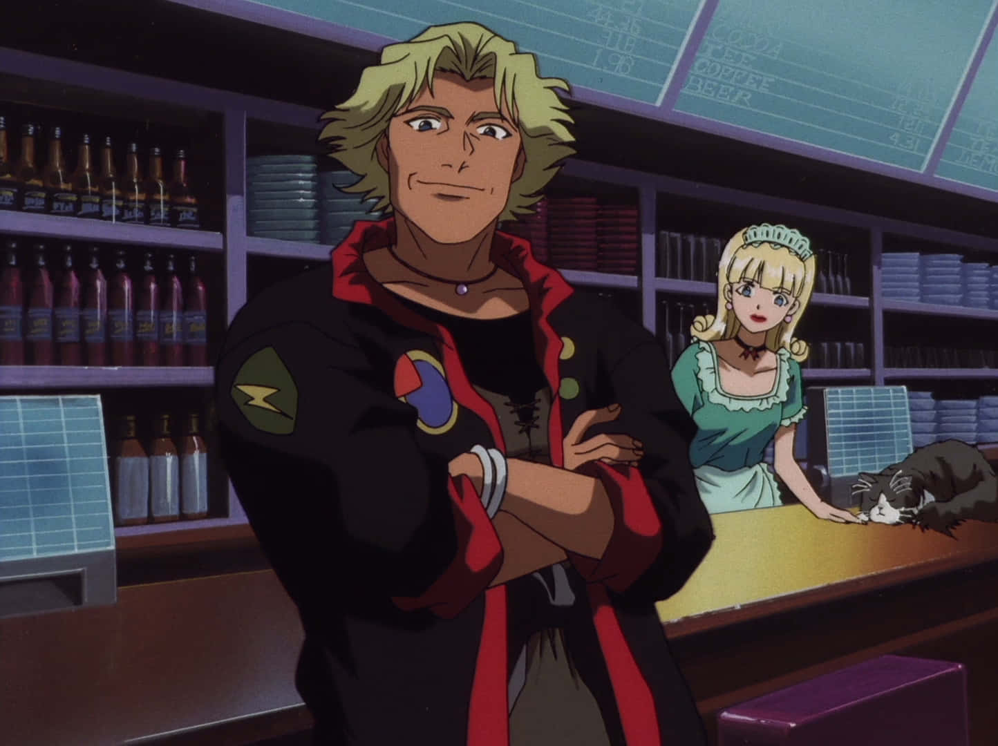 Cowboy Bebop, blonde anime man, black and red jacket, HD Desktop Wallpaper