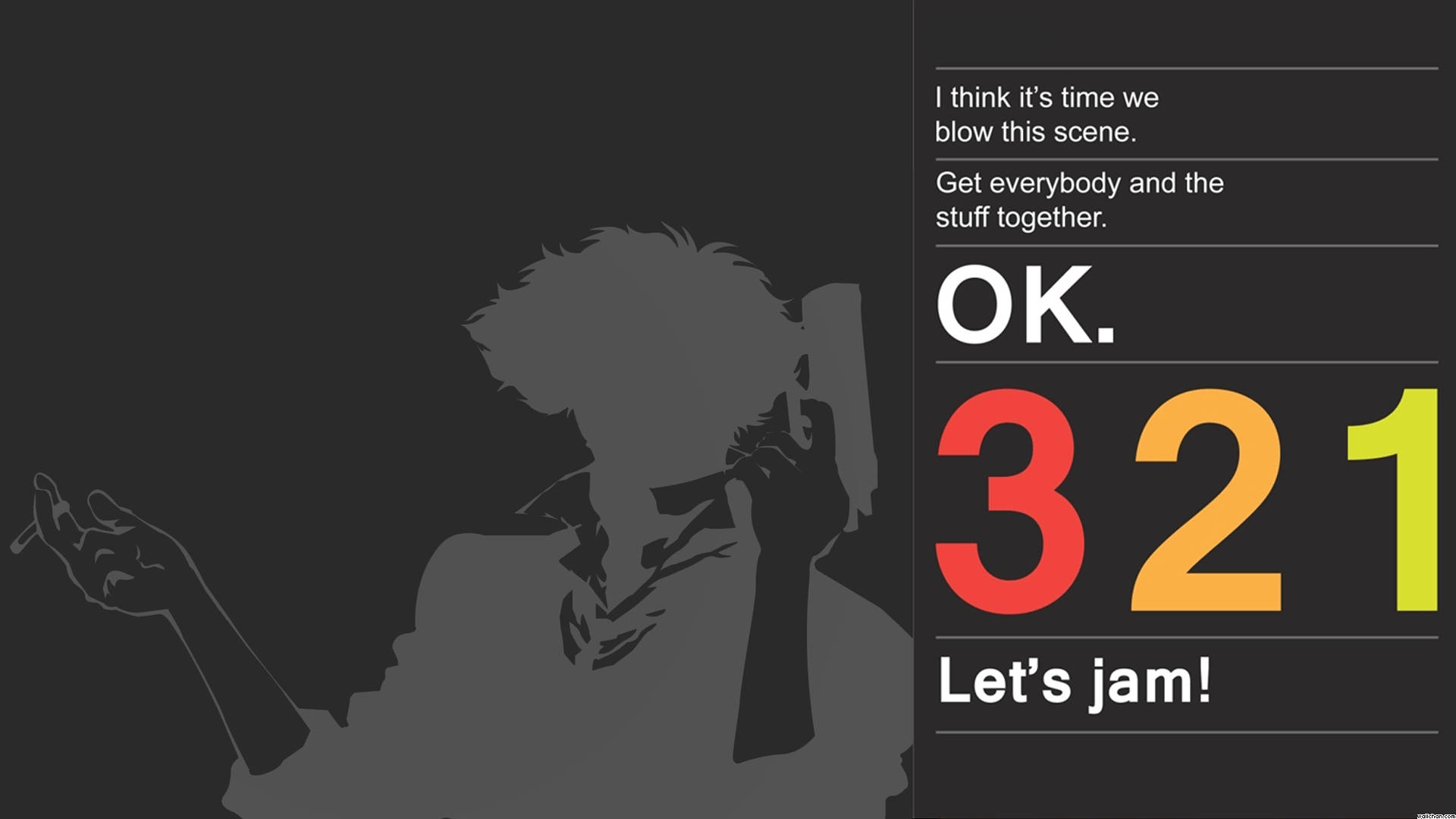 Cowboy Bebop, silhouette, man smoking, Full HD Desktop Wallpaper