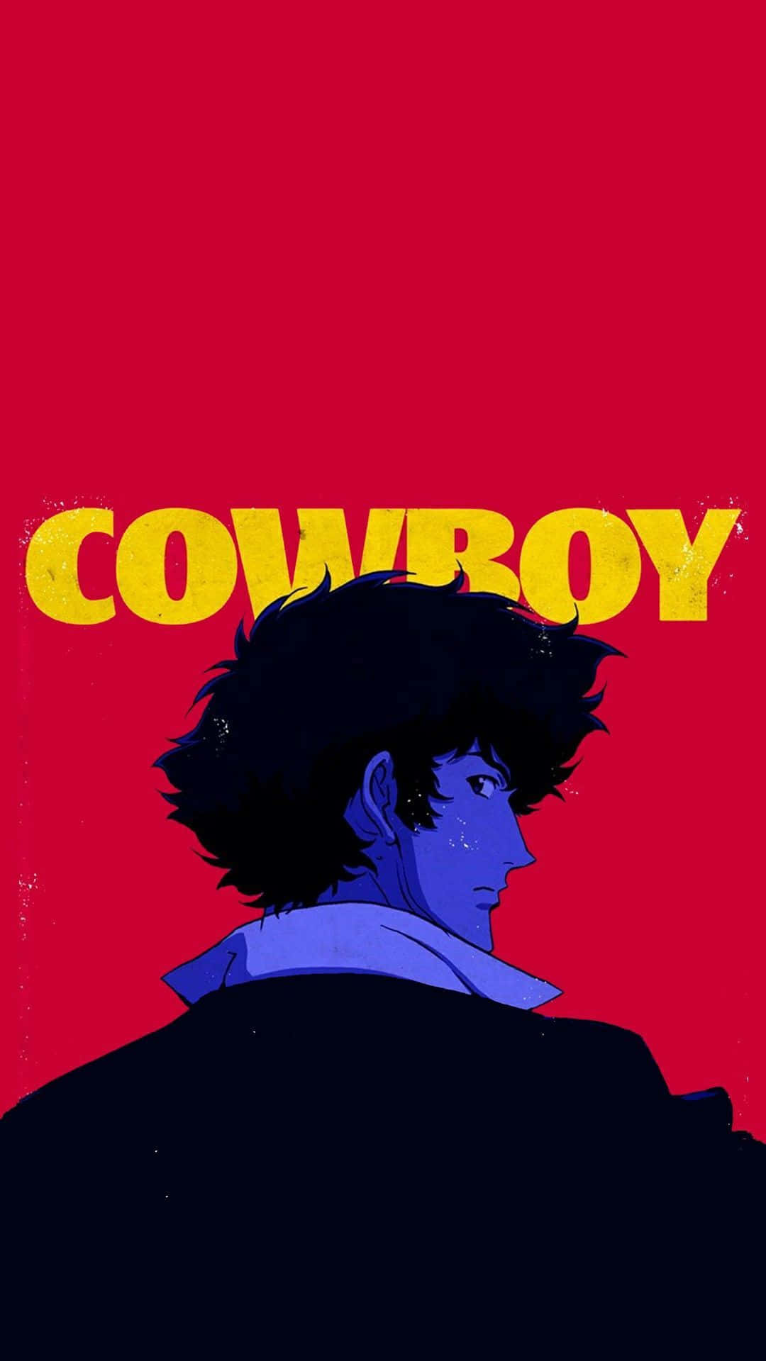 Cowboy Bebop, blue-haired cowboy, red background, Full HD Phone Wallpaper