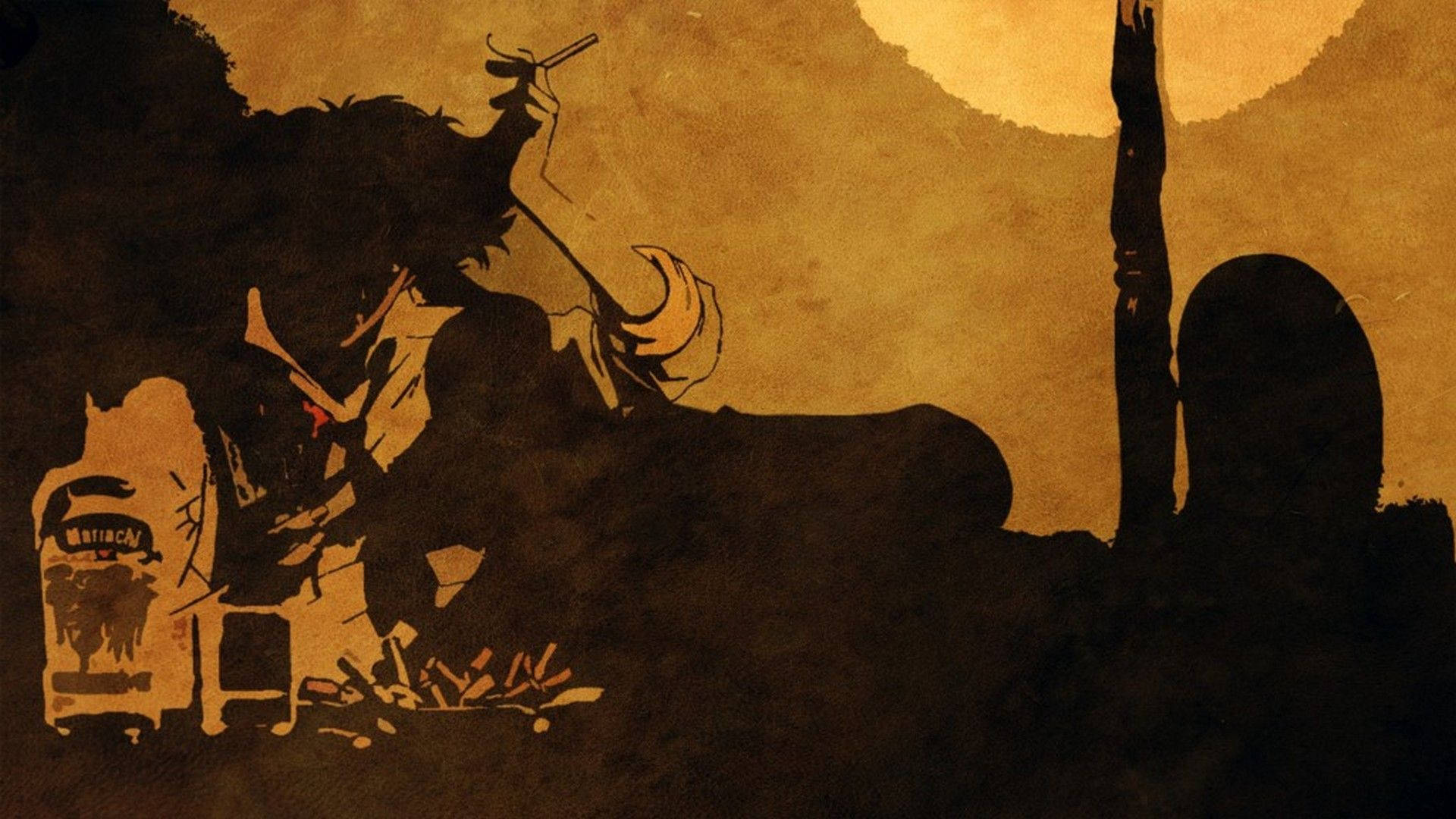 Cowboy Bebop, mariachi musician, glowing moon, Full HD Desktop Wallpaper