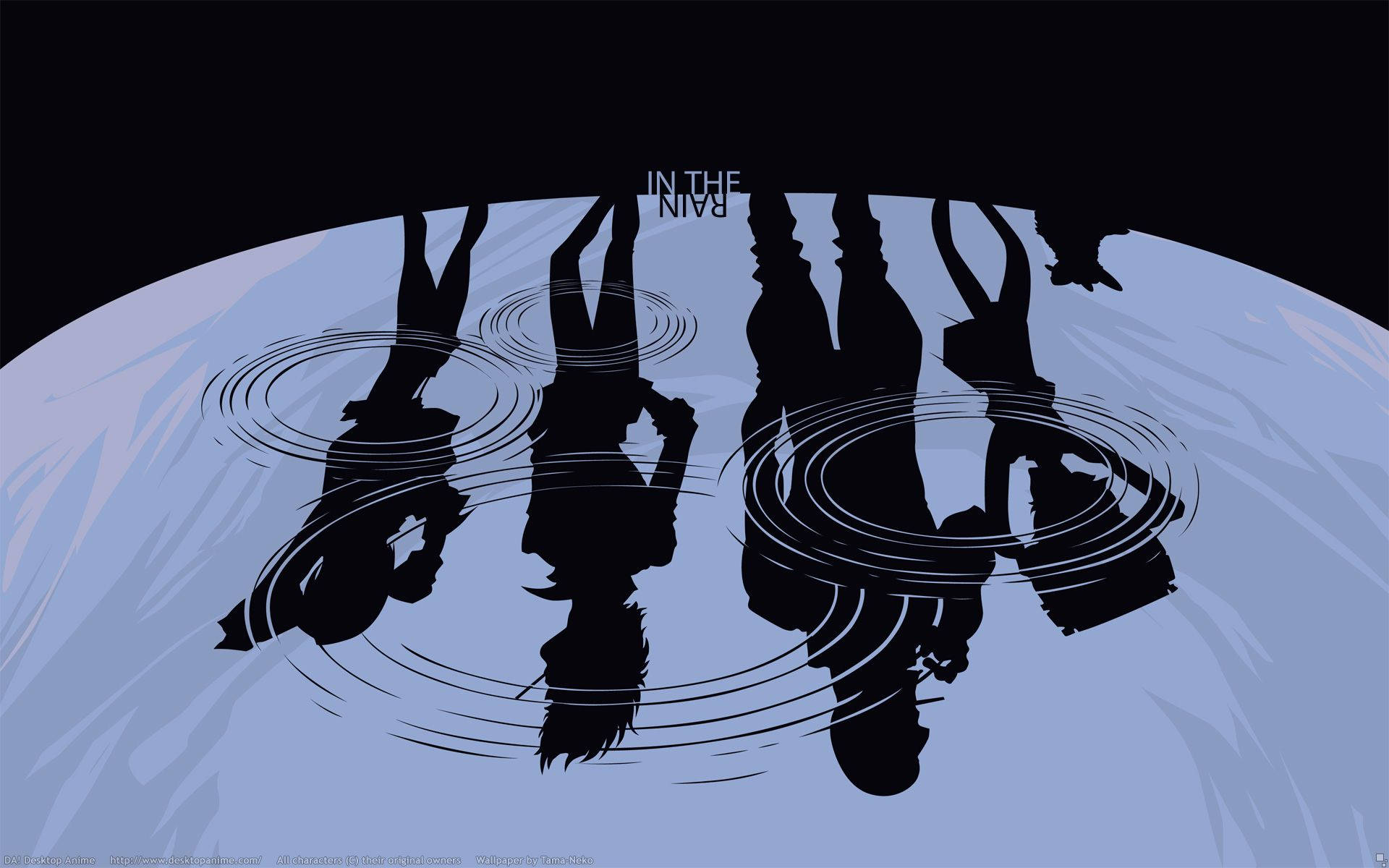 Cowboy Bebop, silhouetted figures, rain puddles, Full HD Desktop Wallpaper