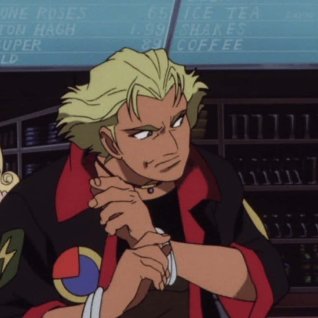 Cowboy Bebop, spiky blonde hair, dimly lit bar, SD Desktop Wallpaper