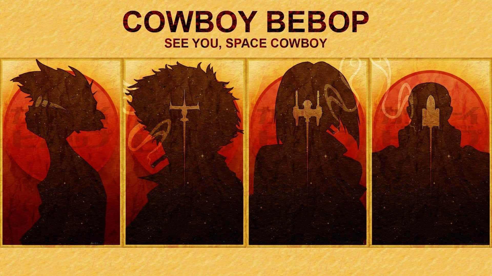 Cowboy Bebop, Space Cowboy, glowing red circular backdrops, Full HD Desktop Wallpaper