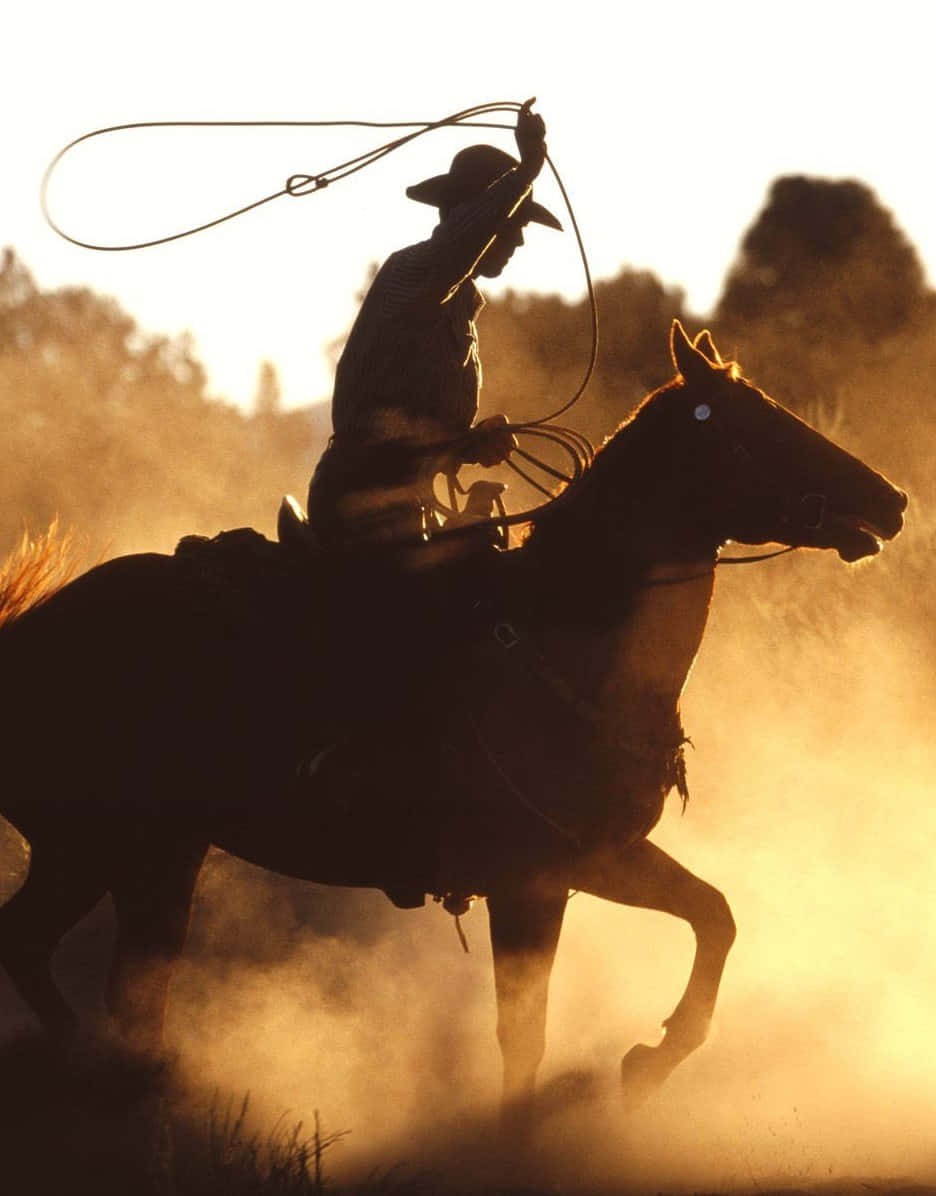 Cowboy iPhone, cowboy, galloping horse, SD Phone Wallpaper