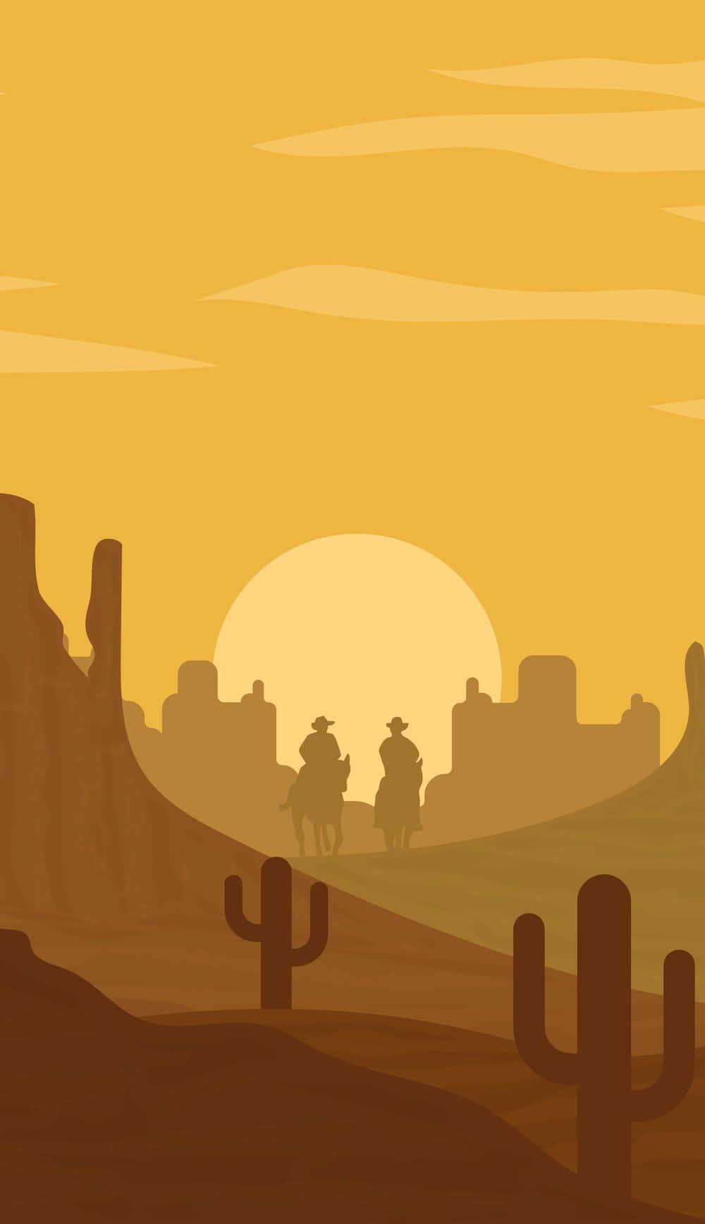 cowboy, horses, desert, HD Phone Wallpaper