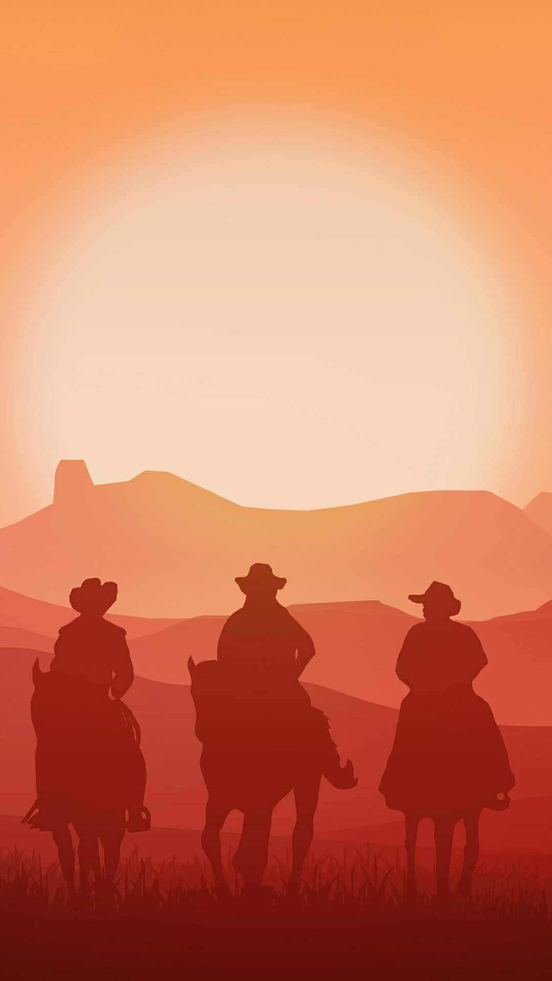 cowboy iphone, three cowboys, horseback, Full HD Phone Wallpaper