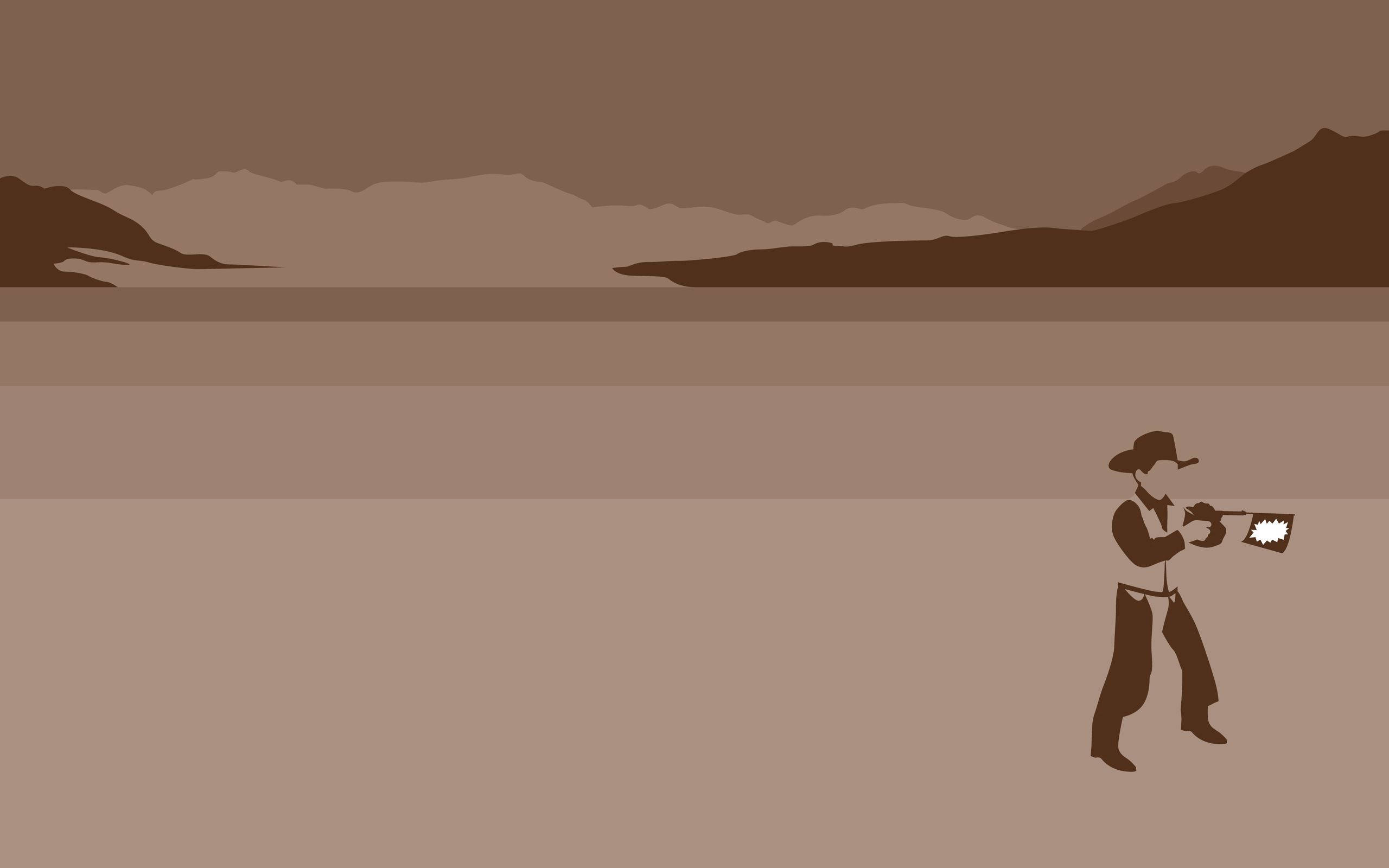 cowboy, desert, silhouette, 2K Desktop Wallpaper