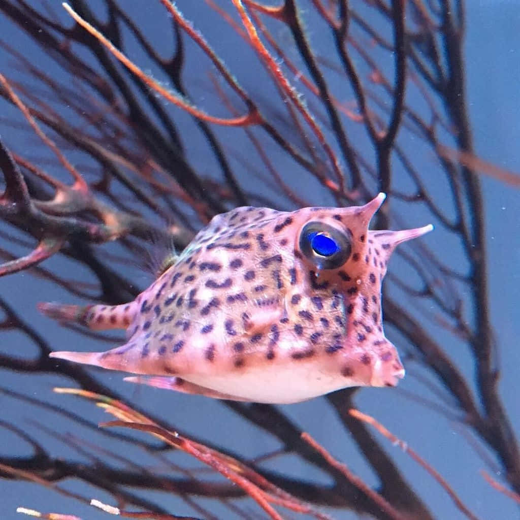 cowfish, spotted boxfish, vivid blue eye, SD Desktop Wallpaper