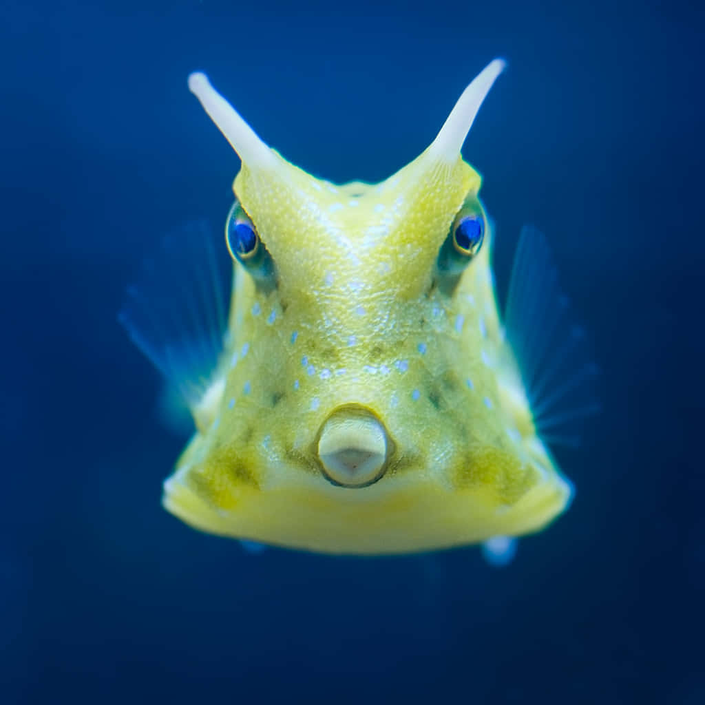 cowfish, yellow boxfish, blue eyes, SD Desktop Wallpaper