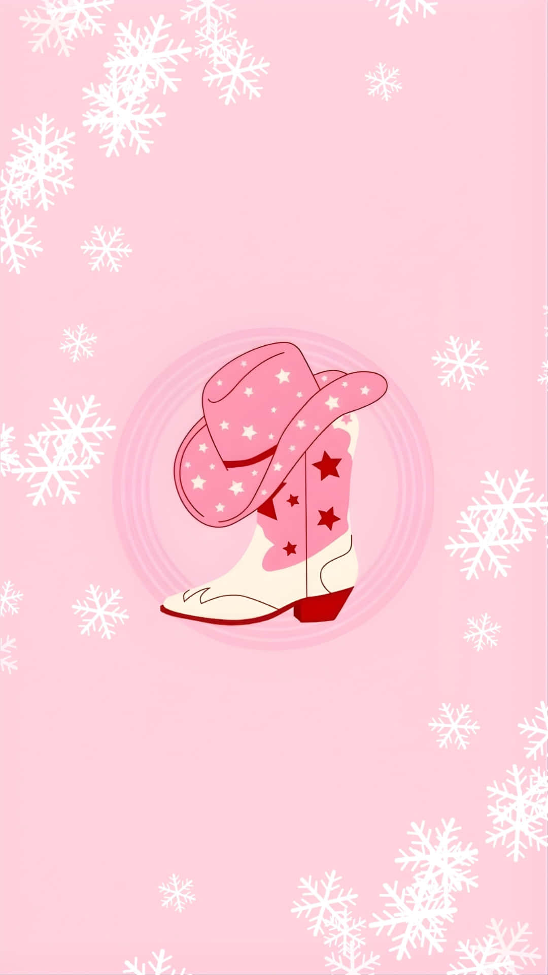 Cowgirl Christmas, pink cowboy boot, red stars, Full HD Phone Wallpaper