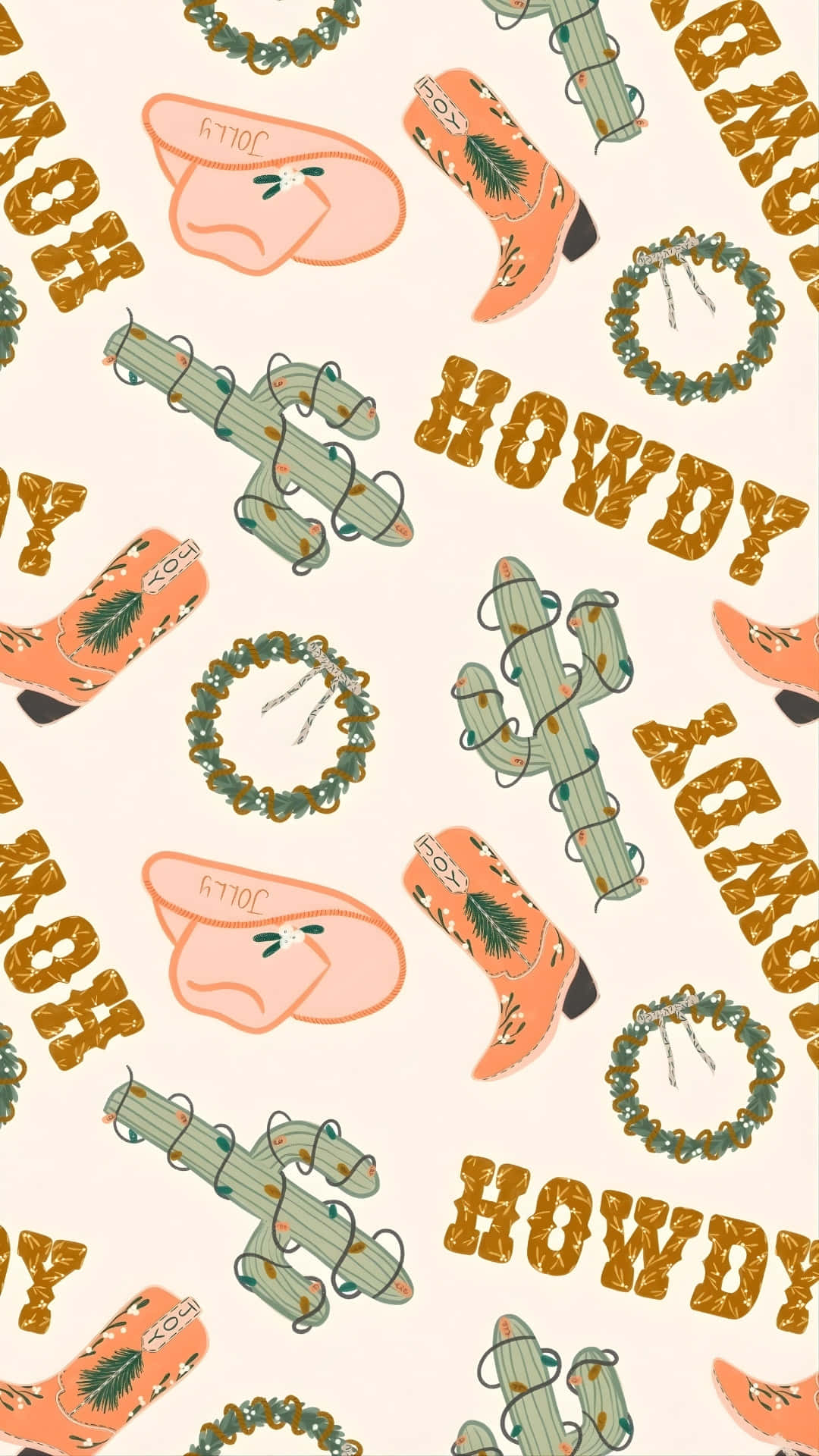 Cowgirl Christmas, pink cowboy hats, orange boots, Full HD Phone Wallpaper
