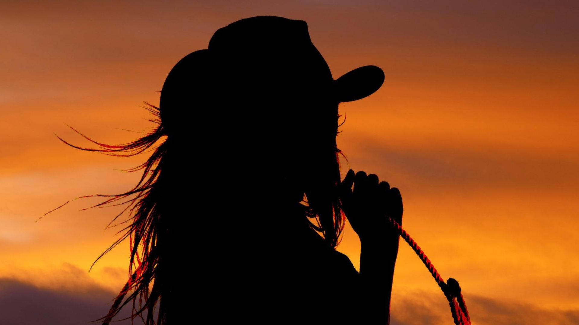 cowgirl, cowboy hat, rope, Full HD Desktop Wallpaper