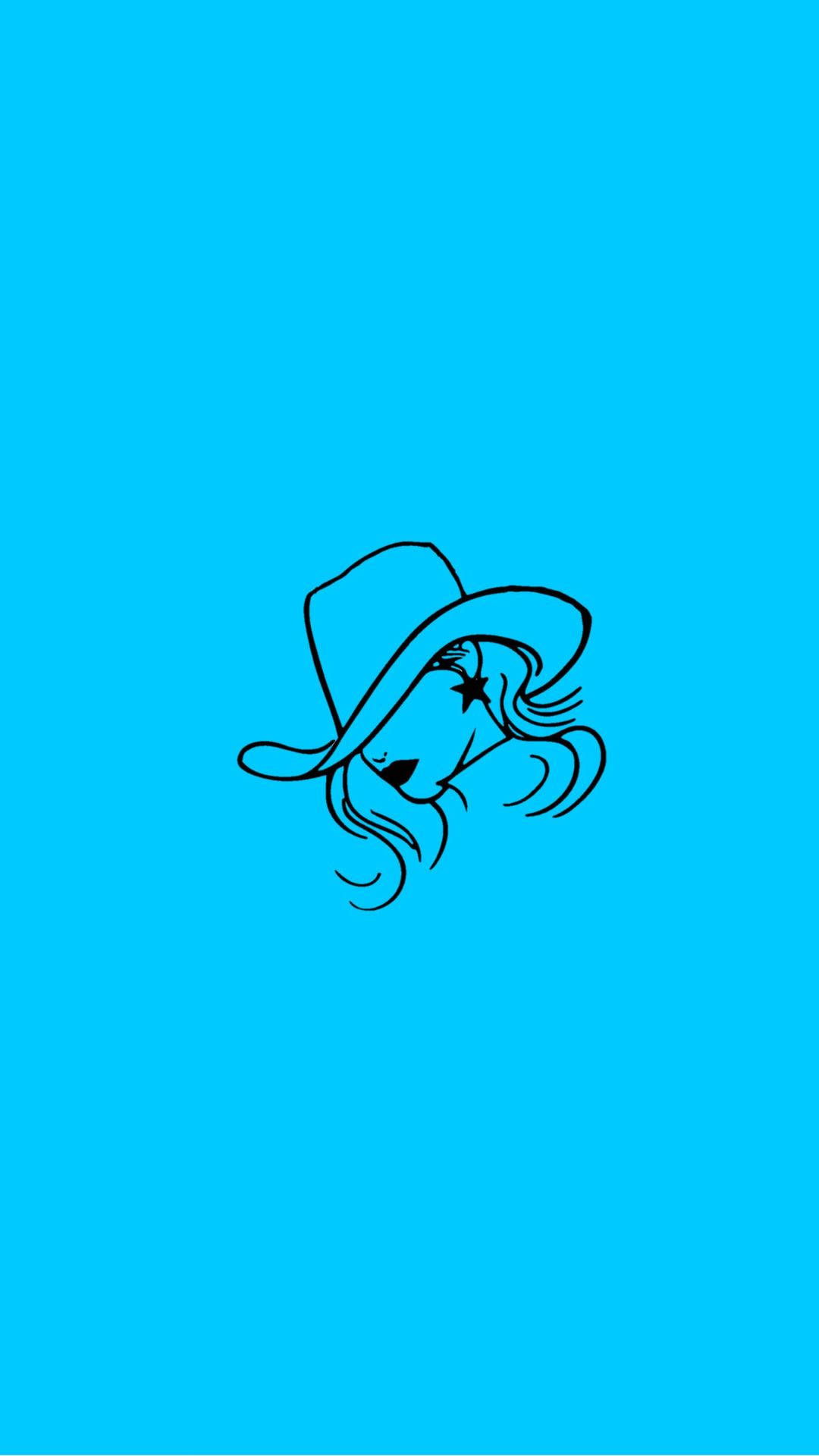 blue cowgirl, cowboy hat, star in her eye, Full HD Phone Wallpaper