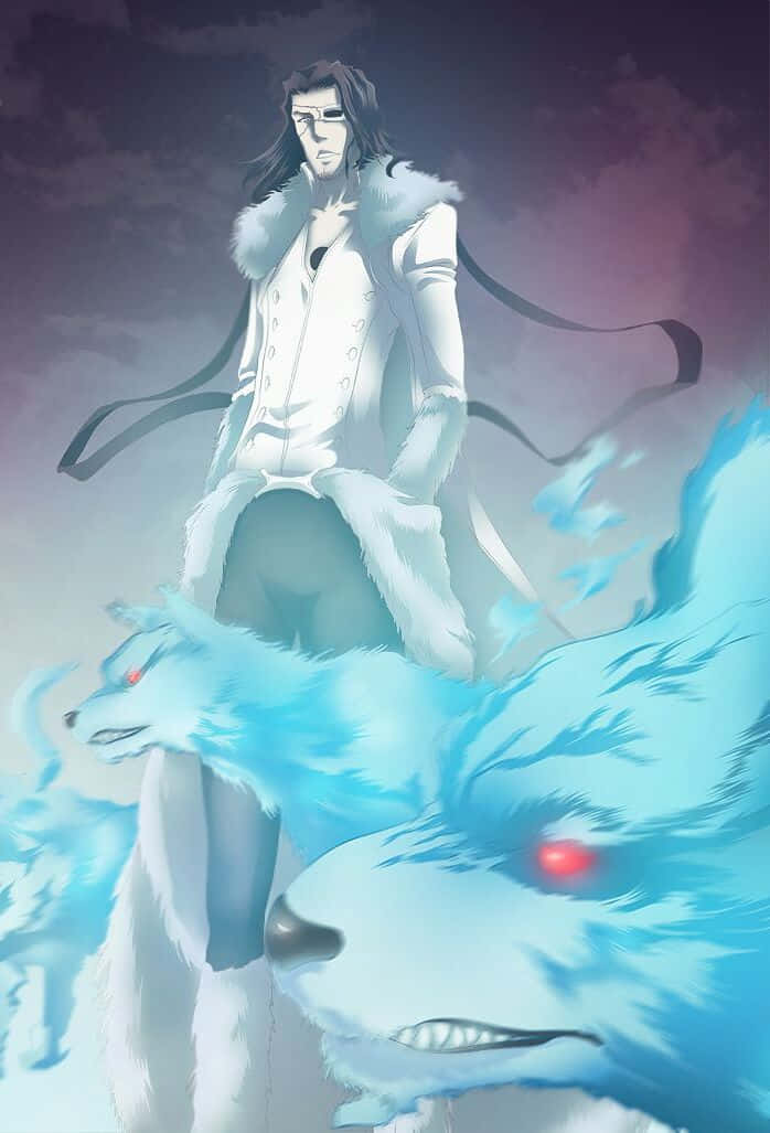Coyote Starrk, white fur coat, glowing blue wolf, SD Phone Wallpaper