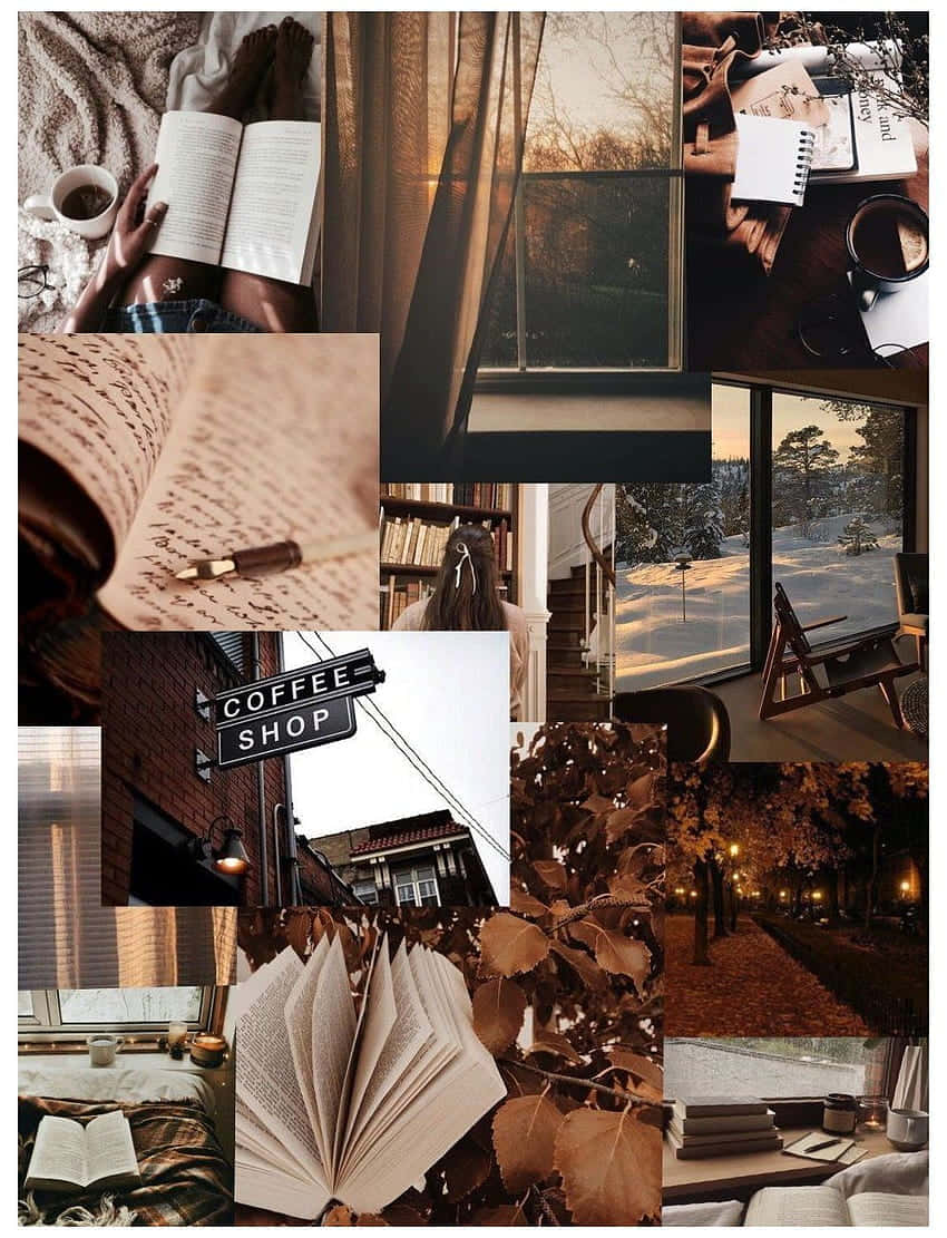 cozy aesthetic, autumnal, coffee shops, SD Phone Wallpaper