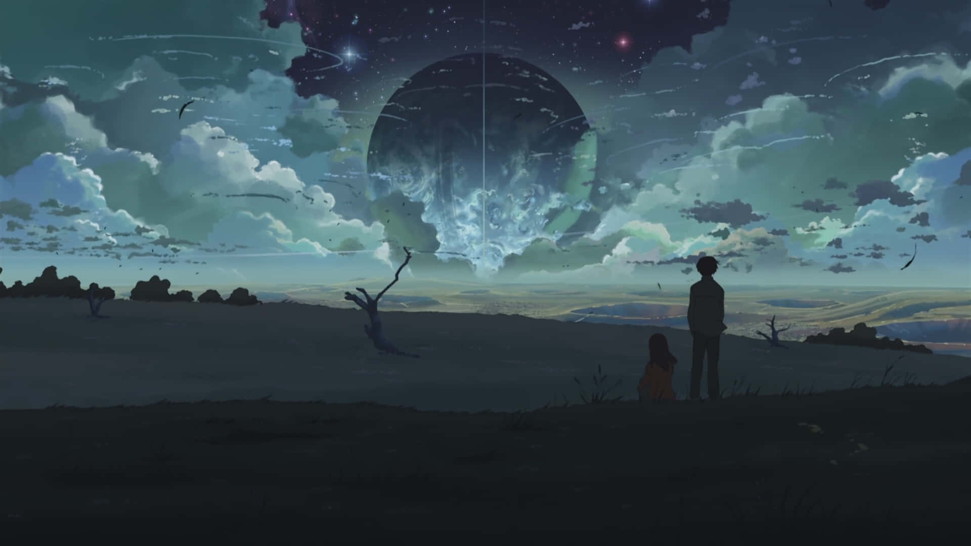 cozy anime, glowing orb, starry twilight sky, Full HD Desktop Wallpaper