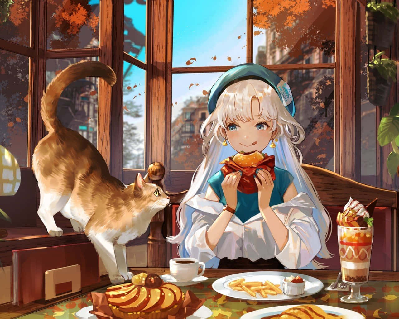 J-pop star, white hair, anime girl, HD Desktop Wallpaper