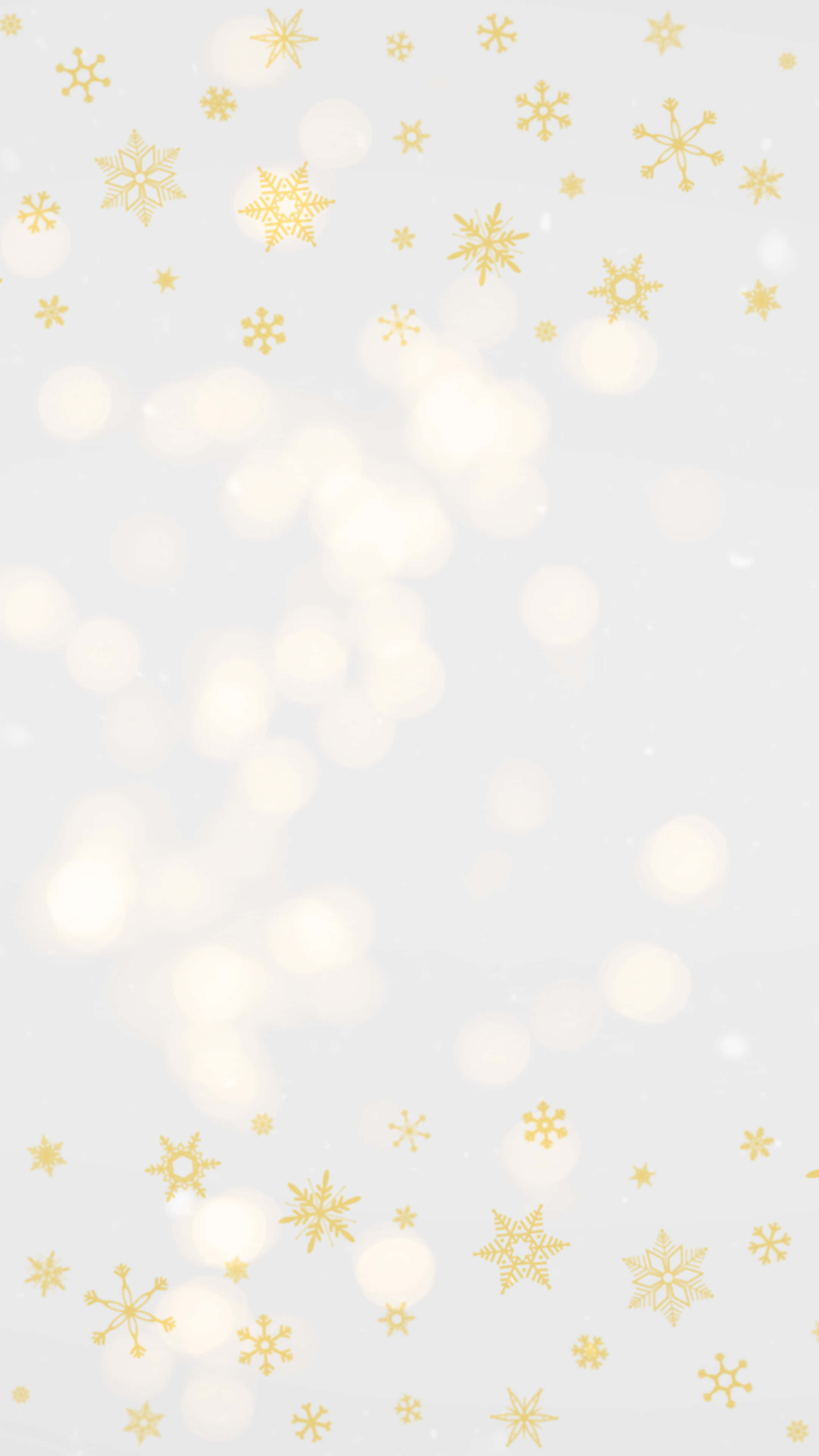 golden snowflakes, soft white background, glowing bokeh lights, 4K Phone Wallpaper