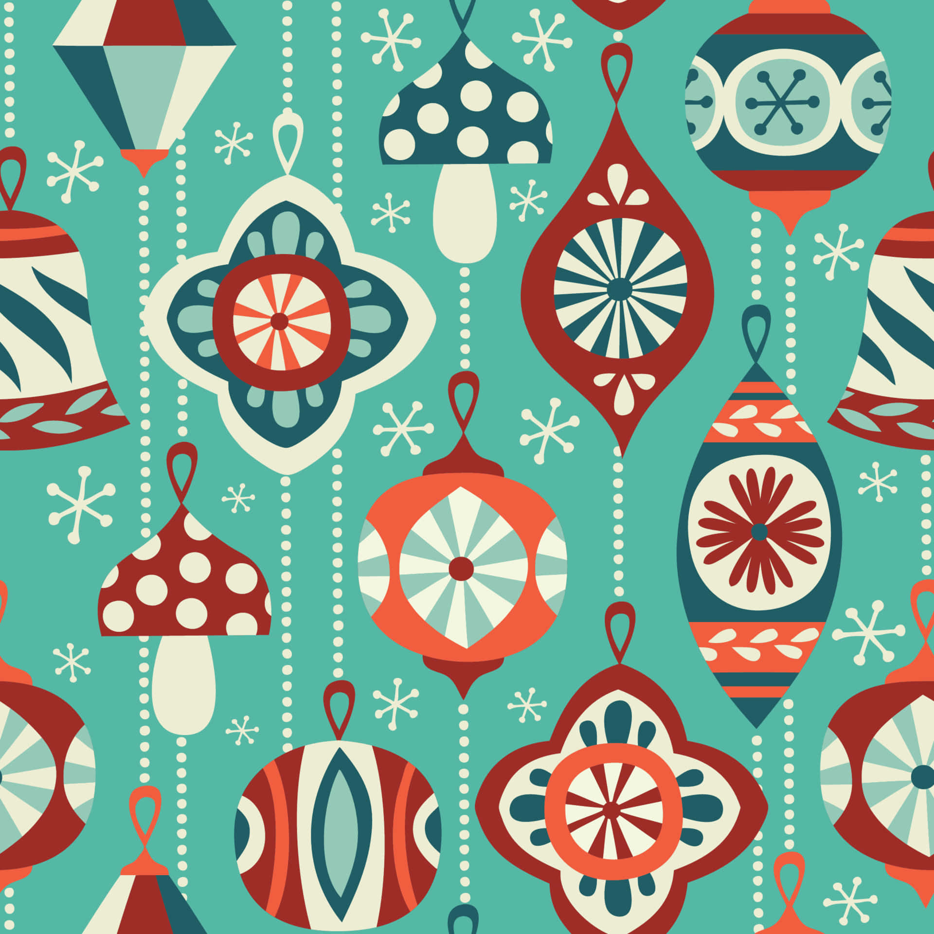 vintage christmas, red teal, cream, Full HD Desktop Wallpaper
