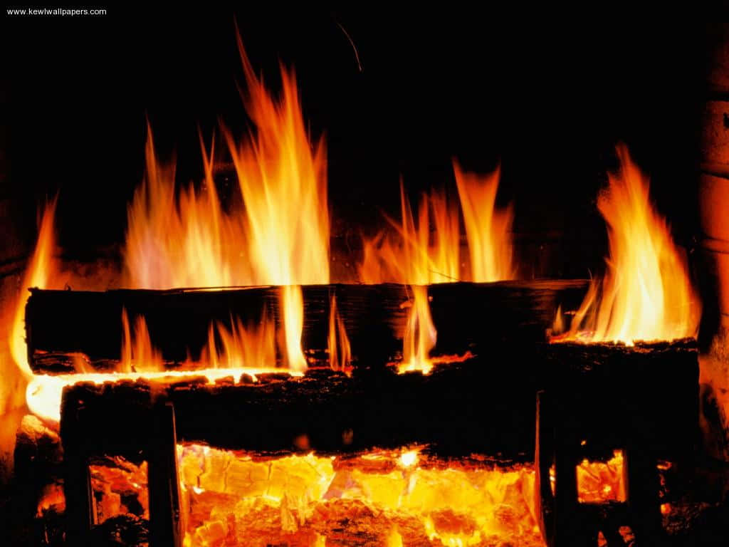 fireplace, logs, fire, SD Desktop Wallpaper