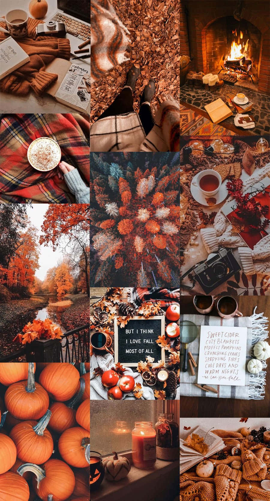 autumn vibes collage, pumpkins, fireplaces, HD Phone Wallpaper
