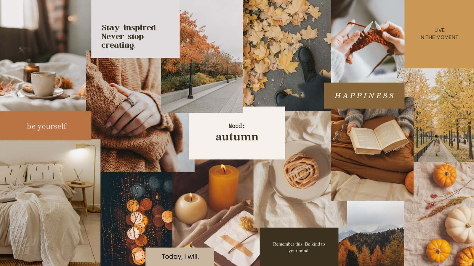 cozy autumn inspiration collage, warm blankets, coffee, HD Desktop Wallpaper