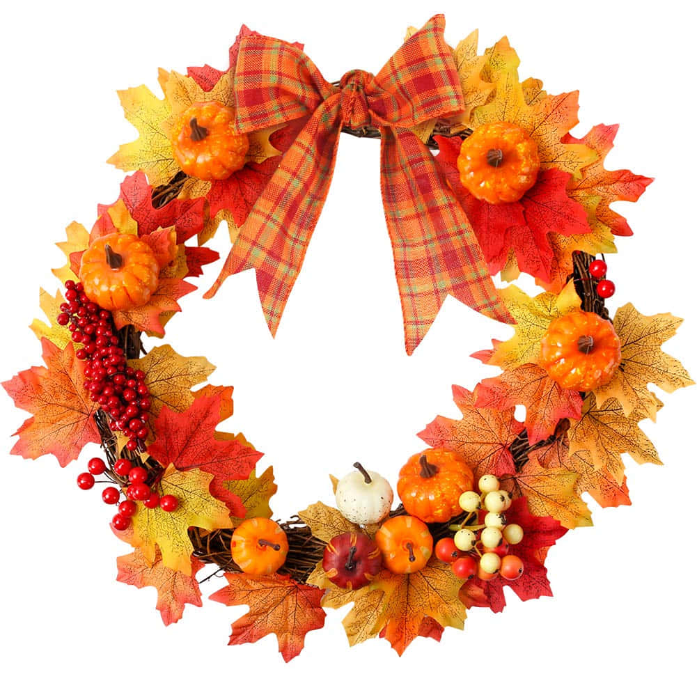 fall wreath, autumn-inspired, orange pumpkins, SD Desktop Wallpaper